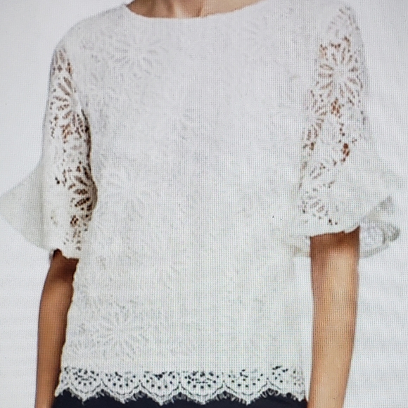 Nanette Lepore Tops - Nanette Lepore Bell Sleeve Lace white blouse M